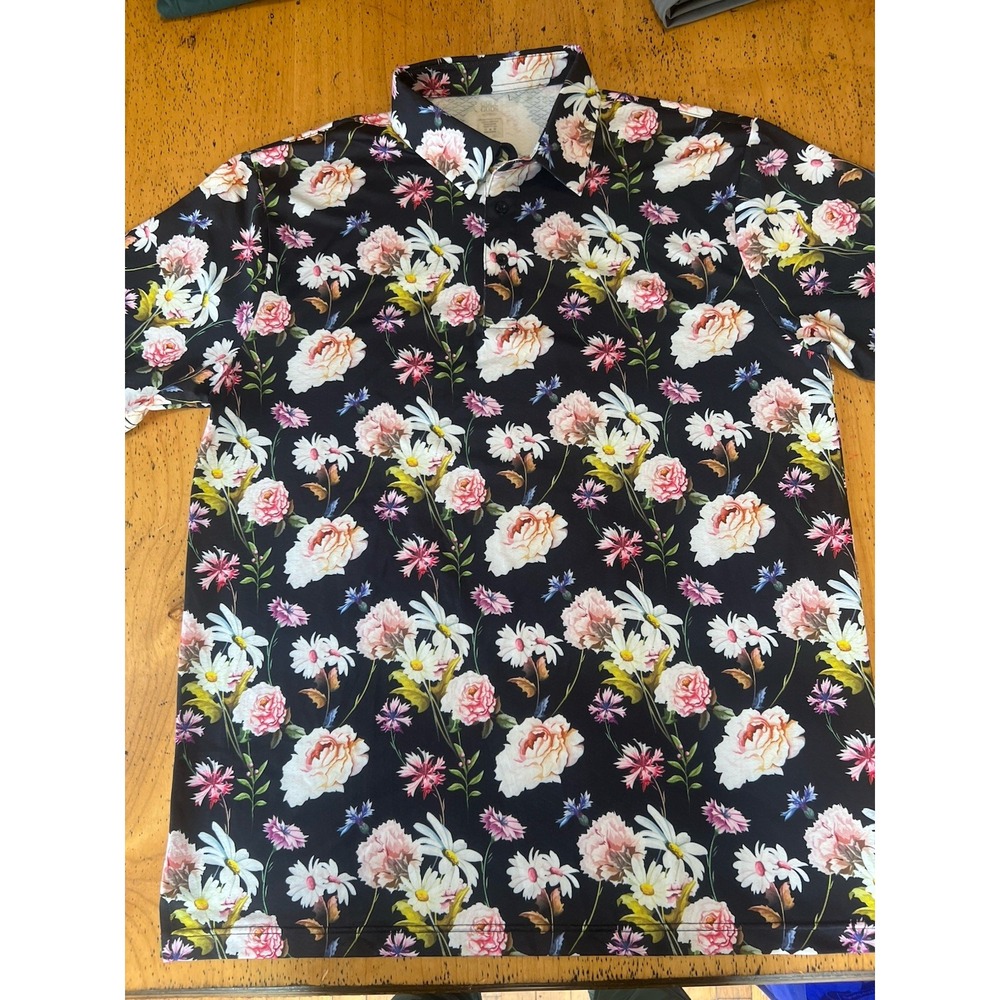 Golf Gods Australia‎ Men's Floral Print Performance Polo Shirt Size L